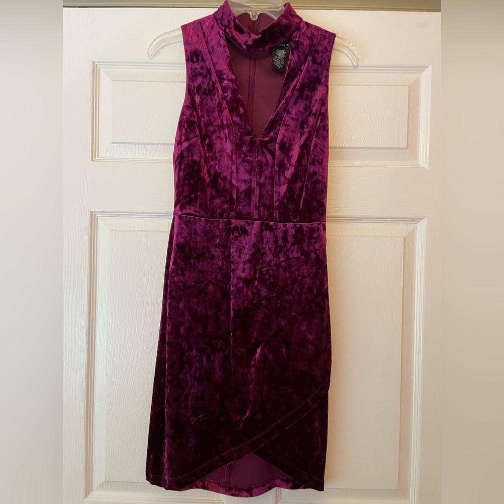 Plum velvet mini dress